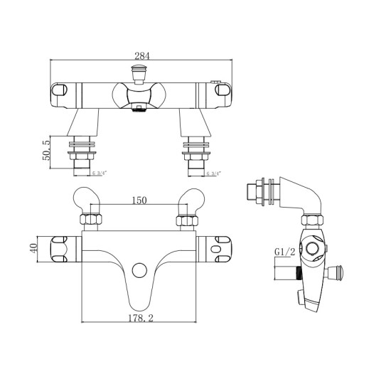 Nowton Thermostatic Bath Filler Shower Valve