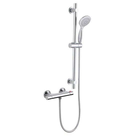 Gem Thermostatic Bar Mixer With Shower Rail Kit Chrome