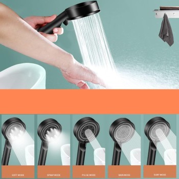 5 Mode Shower Head Black