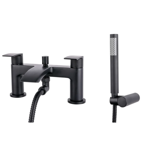 Belini Black Bath Shower Mixer With Head, Hose Holder