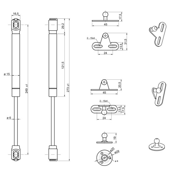 Gas Strut Stay 80NM For Cabinet/Cupboard Doors