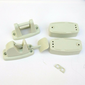 Lever Trigger Release Catch Door Retainer (Flipper) Cream C/W Spacers