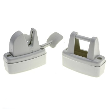 Lever Trigger Release Catch Door Retainer (Flipper) White C/W Spacers