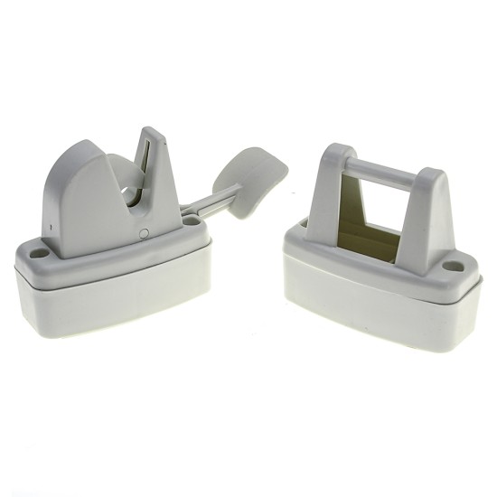 Lever/Trigger Release Catch Door Retainer (Flipper) White C/W Spacers