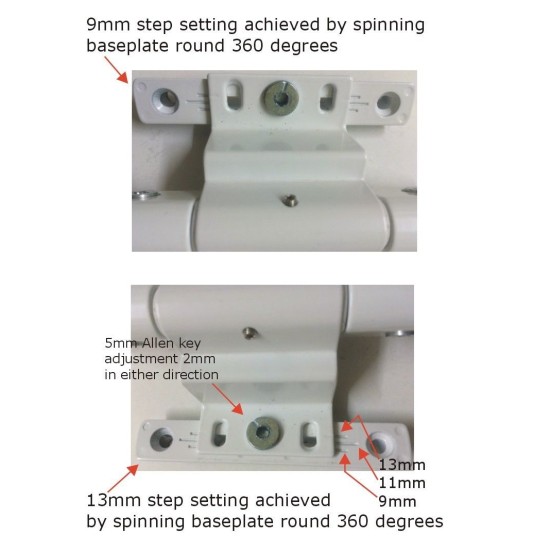 Adjustable Rebated Butt Hinge 9-16mm All-In-One White