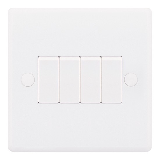 Smooth 4 Gang 10A 2 Way Switch (1 Gang Plate)