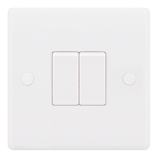 Smooth White 2 Gang 10A 2 Way Switch