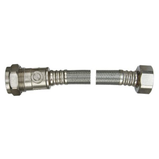 WRAS Approved Flexi Tap Connector with Iso valve 15mm x 1/2