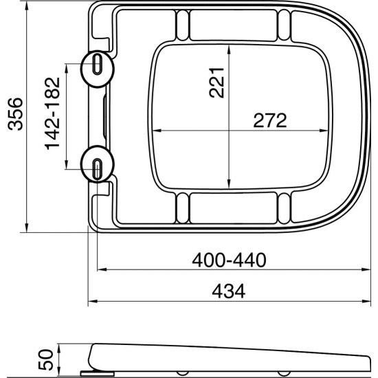 Square Cut V20 One Soft Close Toilet Seat in White