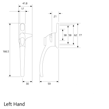 Cockspur Window Handle Left Hand 2019 Onwards