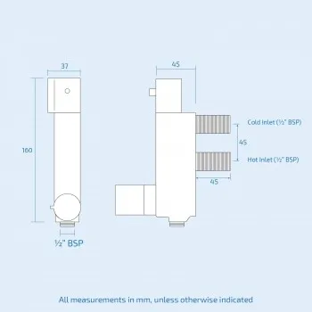 V100 Alternative Vertical Shower Mixer 45mm Centres V100 Alternative Vertical Shower Mixer 45mm Centres