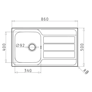 Athena Single Bowl Sink Smooth 860 x 500 Athena Single Bowl Sink Smooth 860 x 500